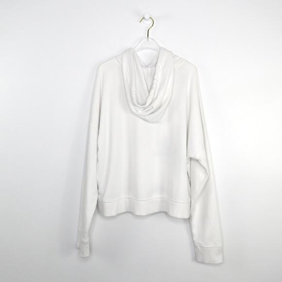 Calvin Klein White Graphic Logo Hoodie Silver Logo Metallic Large - Picture 3 of 6